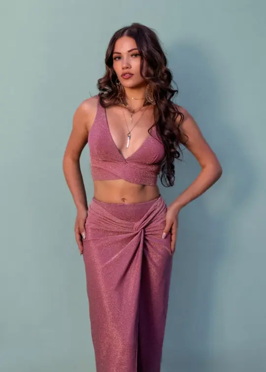 Zamaira Skirt in Metallic Rose