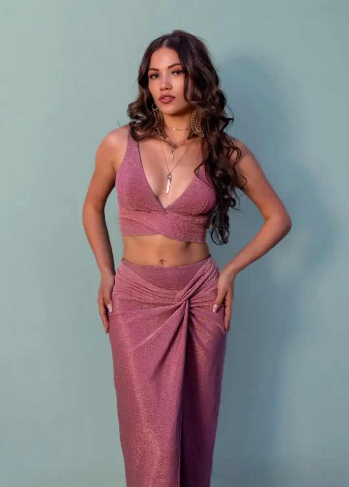 Zamaira Skirt in Metallic Rose