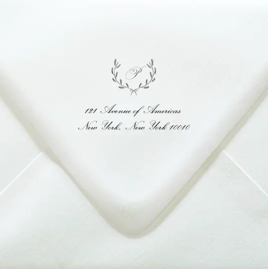 Single Script Monogram with Laurel Wreath Custom Stamp