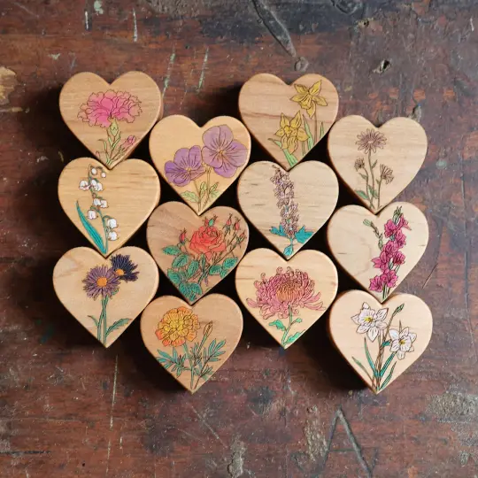 Birth Month Flower Hearts