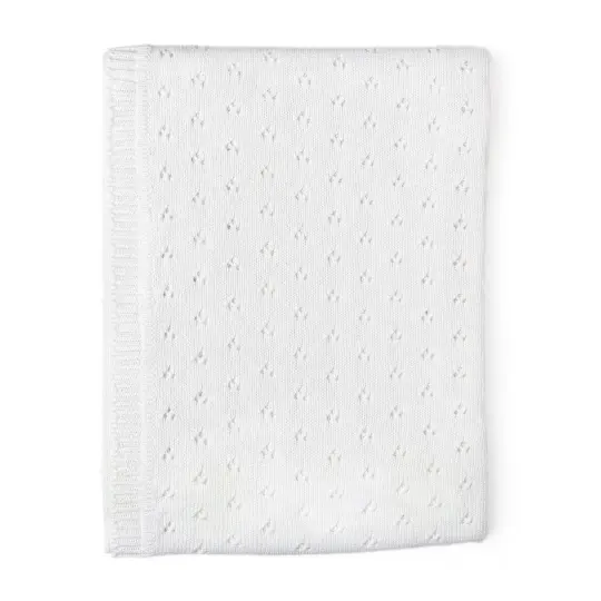 Baby Mode Signature Baby Boys and Baby Girls Cotton Layette Pointelle Knit Baby Blanket, Ecru