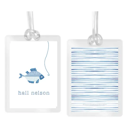 Boy's Blue Fish & Line Laminated Bag Tag