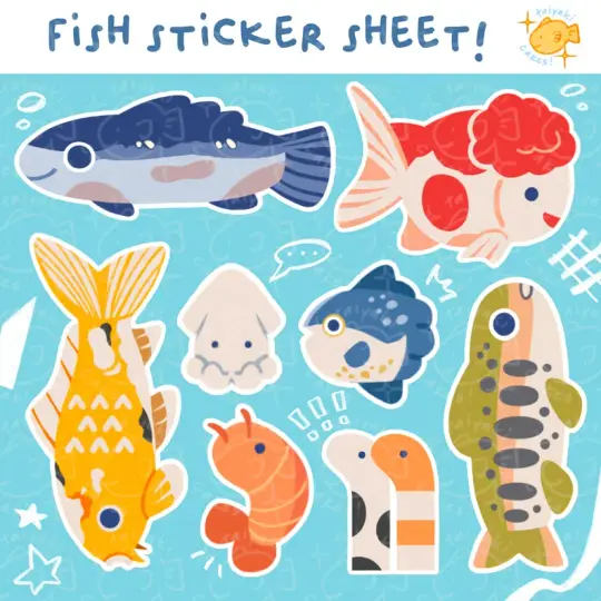 fish sticker sheet