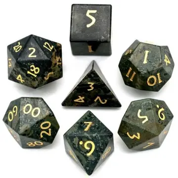 Kambaba Jasper Dice Set. Semi Precious Gemstone 7 Piece TTRPG Dice