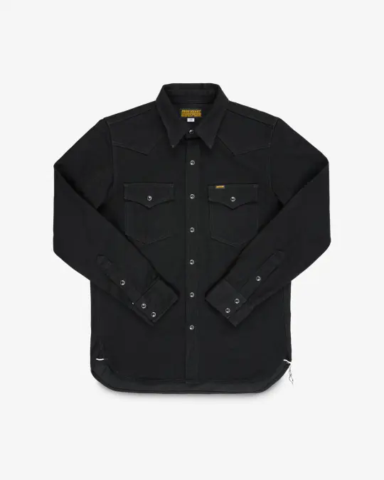 14oz Selvedge Denim Western Shirt - Black/Black