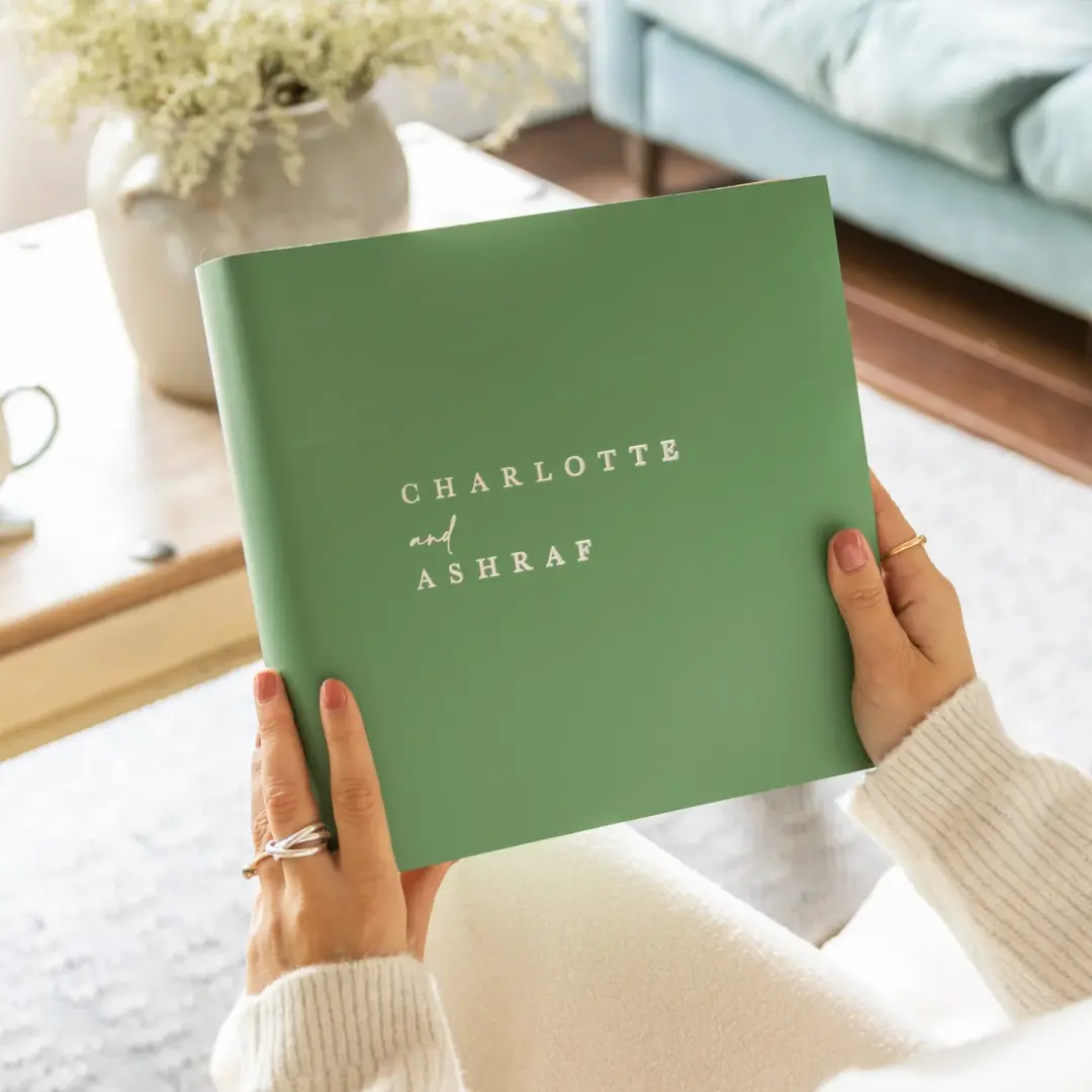 Personalised Leather Photo Album Featuring Two Names