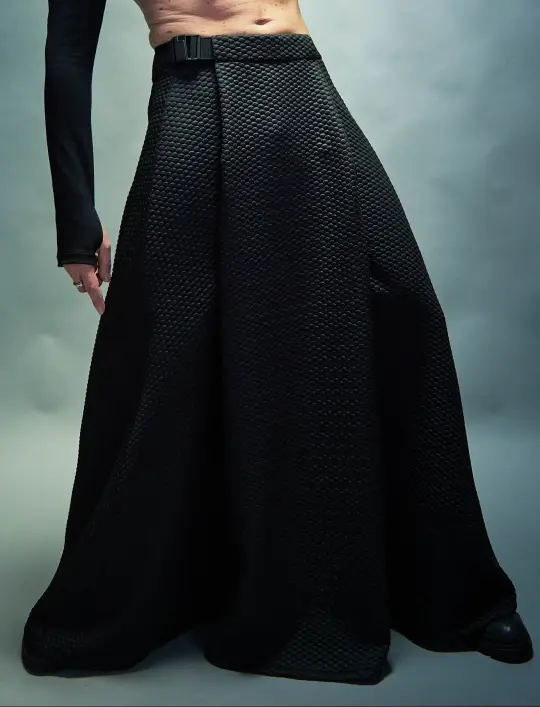 SK-C Black men's maxi skirt with hidden pocket