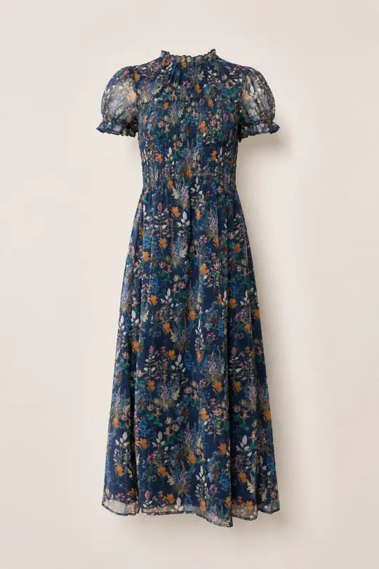 Leonora Dress in Midnight Autumn Bouquet