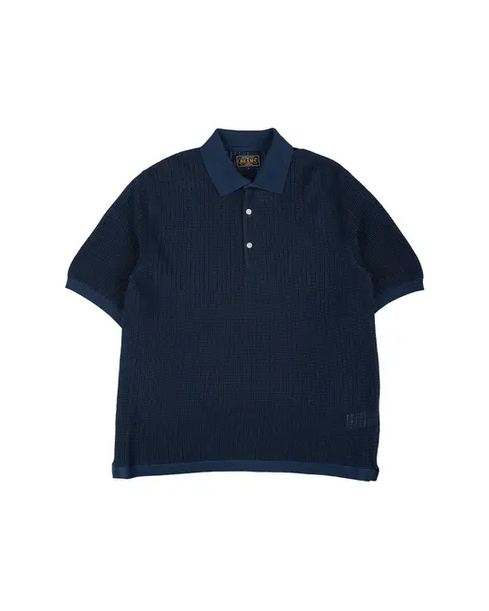 Beams Plus Knit Polo 'Washi' 2 Tone Navy