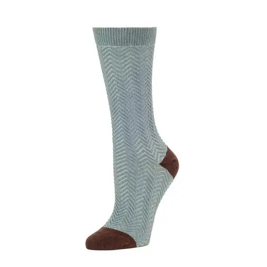 Chunky Knit Herringbone Crew Sock in Lead