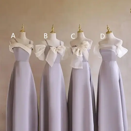 Light purple slim waist elegant ball gown, bridesmaid dress R5997