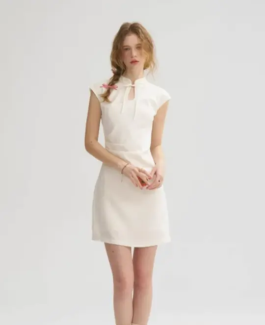 New Chinese style dress short skirt cheongsam skirt white short skirt dress outfit women summer R3529