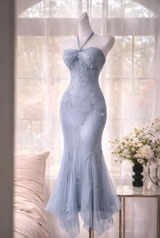 Gorgeous Purple Prom Gown , Chiffon Elegant Embroidery Bodycon Maxi Evening Dress RS1419