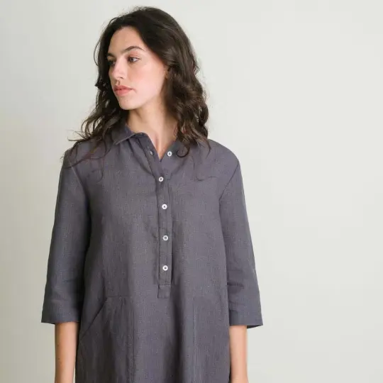 Tara Shirt Dress in Dove Grey