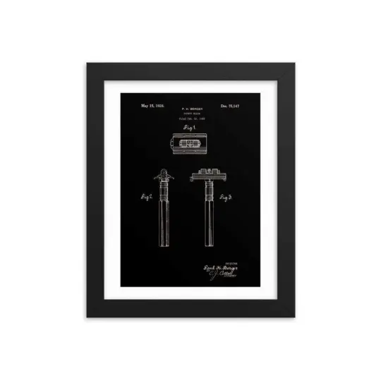 Vintage King Oscillator Patent Drawing Elegant Black Framed Print