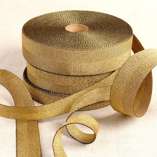 Metalized Webbing Gold & Black 1-3/16in x 22yds