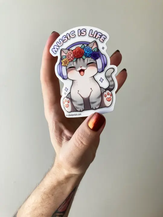 Jammin' Cat Sticker