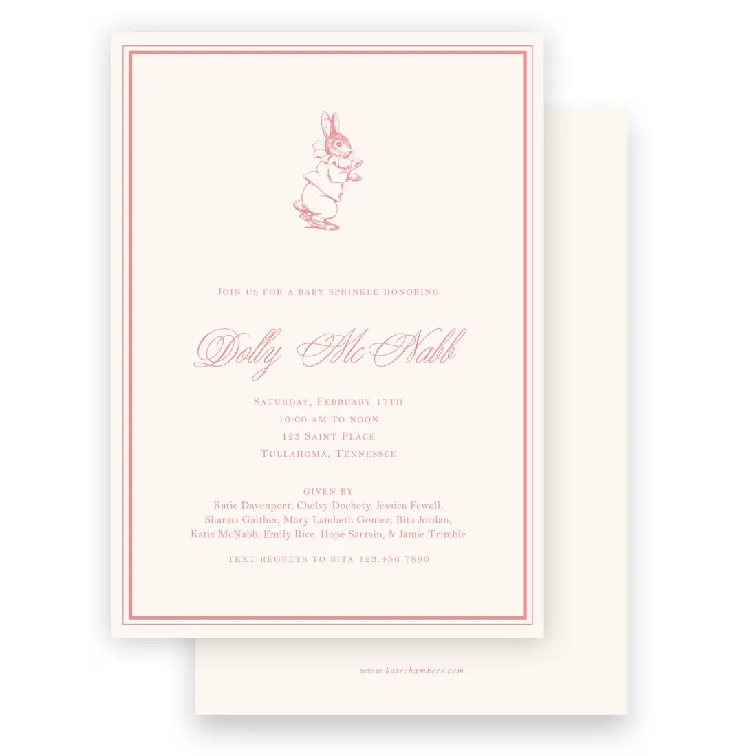 Vintage Peter Rabbit Girls Baby Shower Invitation