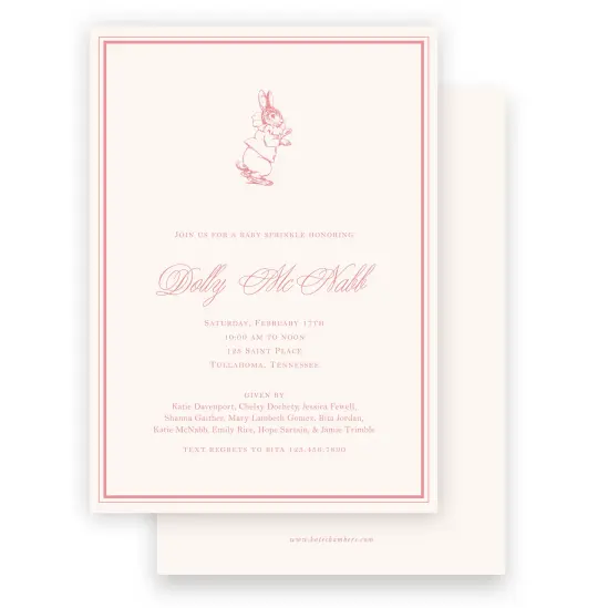 Vintage Peter Rabbit Girls Baby Shower Invitation