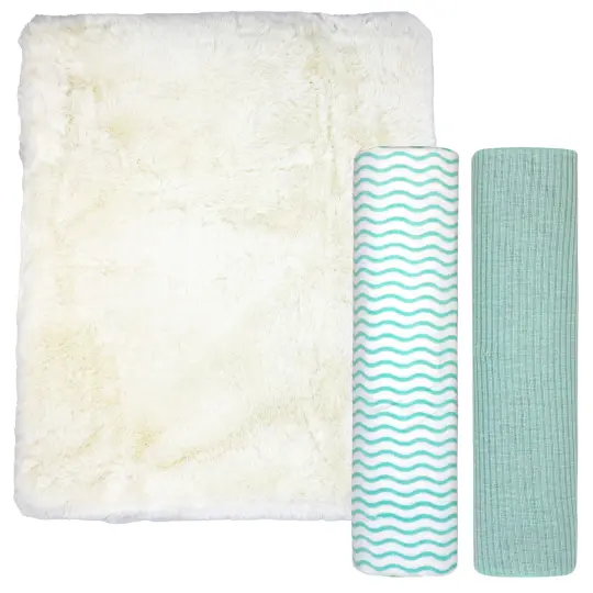 3 Stories Trading Company Baby Boys and Baby Girls Faux Fur 3 Piece Baby Blanket Gift Set, Neutral