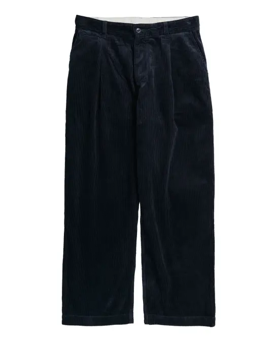 Norse Projects Volda Pleated Wide Wale Corduroy Trouser Dark Navy