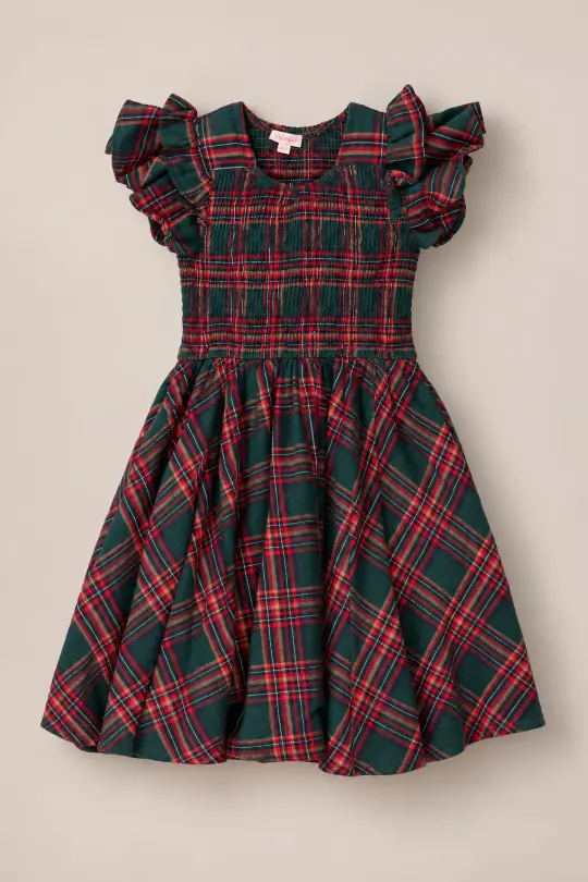 Mini Hattie Dress in Evergreen Plaid