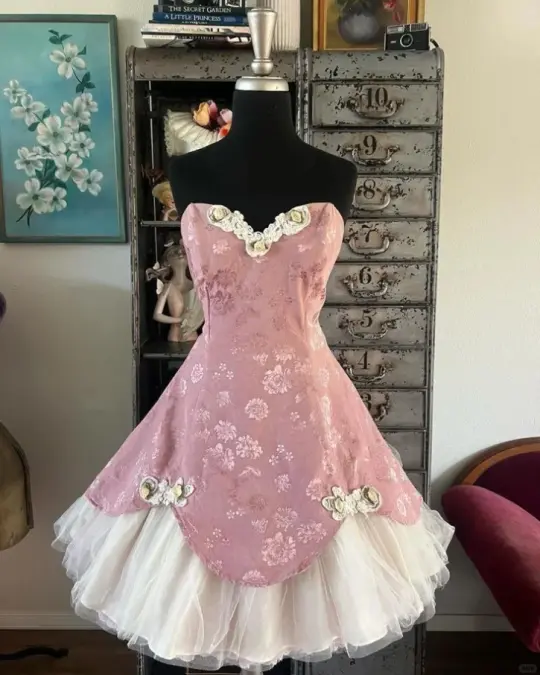Cute Pink Homecoming Dress ,A-Line Strapless Applique Corset Short Prom Dress RS820