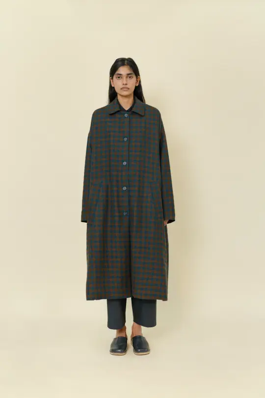 BRUCE - TEAL BROWN CHECKS