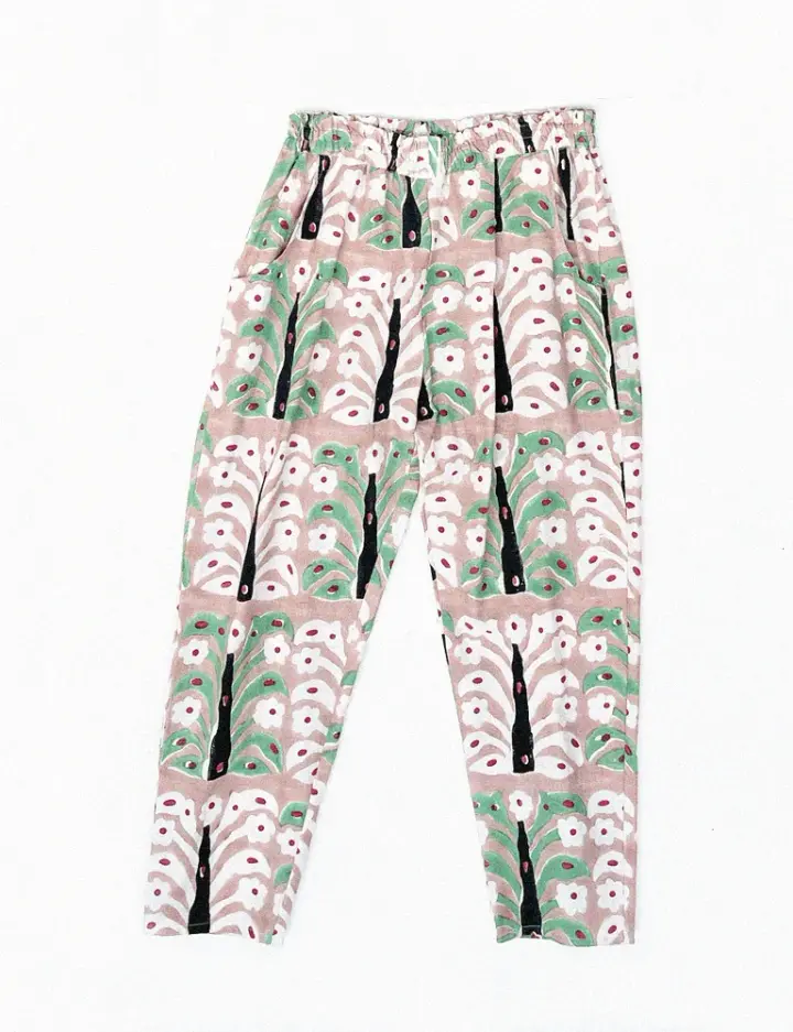 Deck Pants in Cotton Motif Block-Print