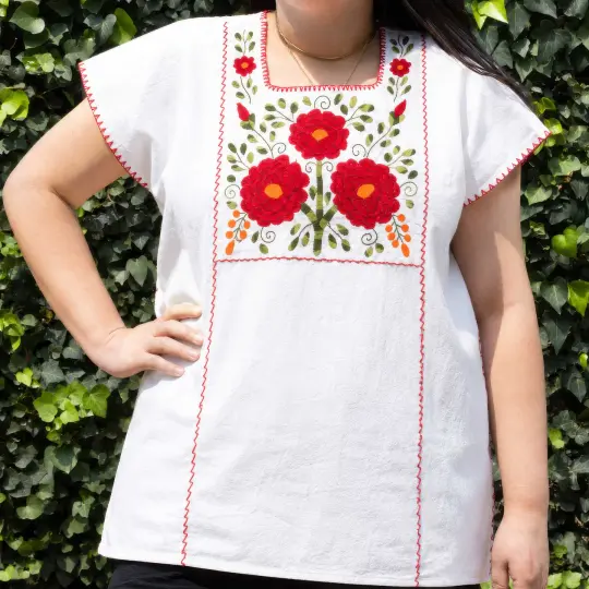 Amuzgo Hand-Embroidered Manta Blouse