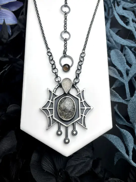 "Starbird" Metamorphosis Necklace with Midnight Quartzite & Druzy
