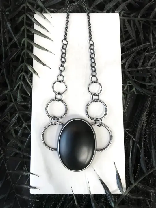 Matte Black Onyx Statement Necklace