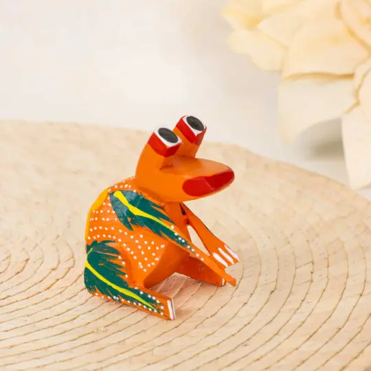 Hand Painted Frog Wooden Figurine Alebrije