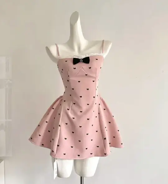 Charming Pink Homecoming Dress , Polka Dots Corset Princess Short Prom Dress Birthday Dress RS1564