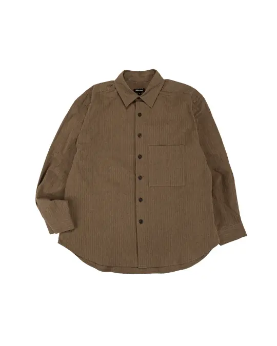 evan kinori Big Shirt Two Hemp/Cotton Stripe Charcoal/Dark Olive
