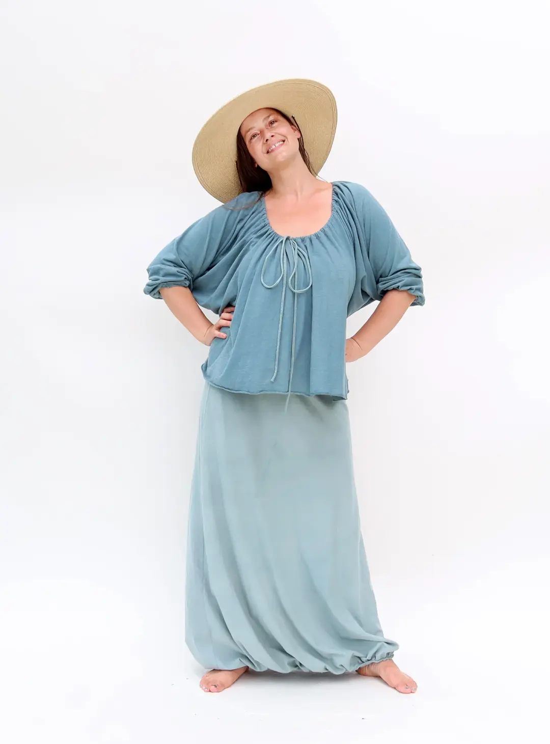 Drawstring Collar Honey Bee Shirt Kaftan