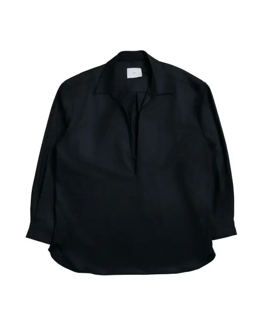 ssstein Wool Flannel Oversized Skipper Shirt Black