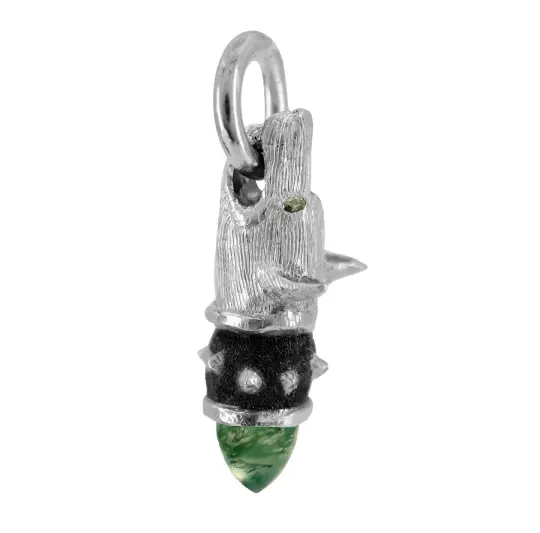 Dappir - Watchful Hound Pendant with Moss Agate and Sapphires