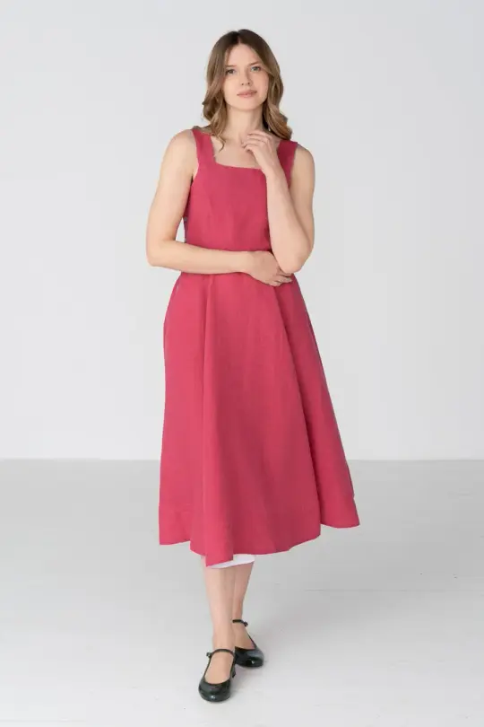 Pinafore – Sleeveless Linen Midi Dress