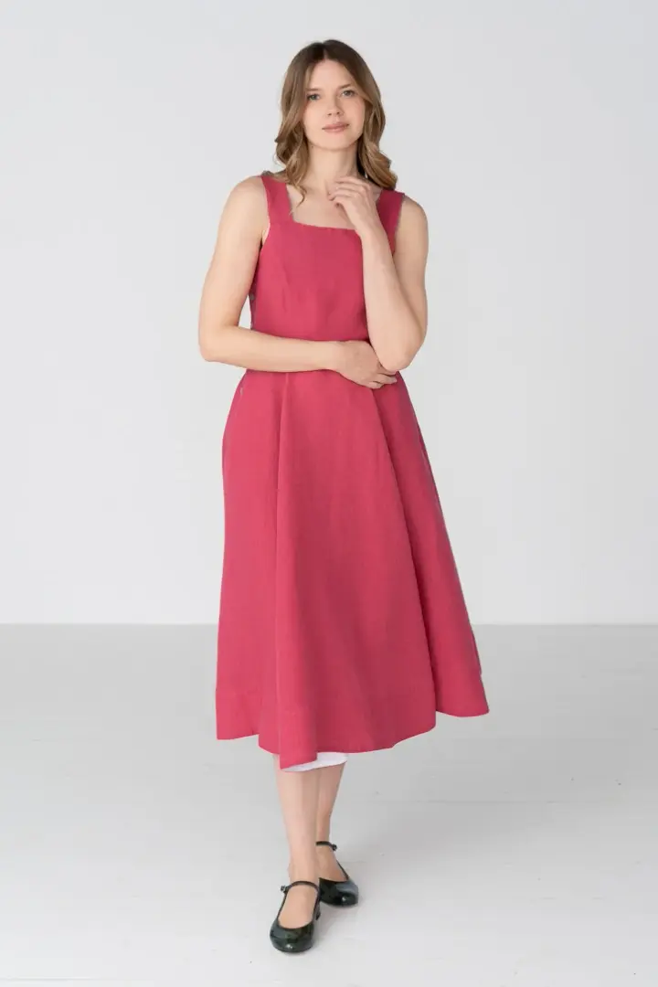 Pinafore – Sleeveless Linen Midi Dress