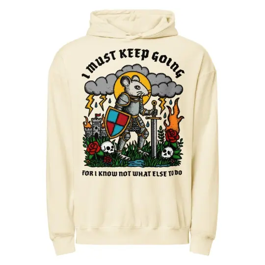 I must keep going garment dyed hoodie