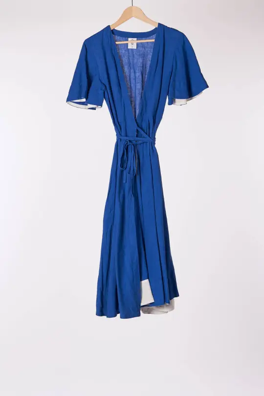 Wrap Dress, Butterfly Sleeve, Royal Blue