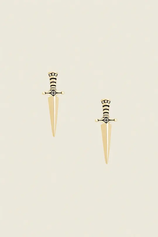 Dagger Stud Earrings, Gold