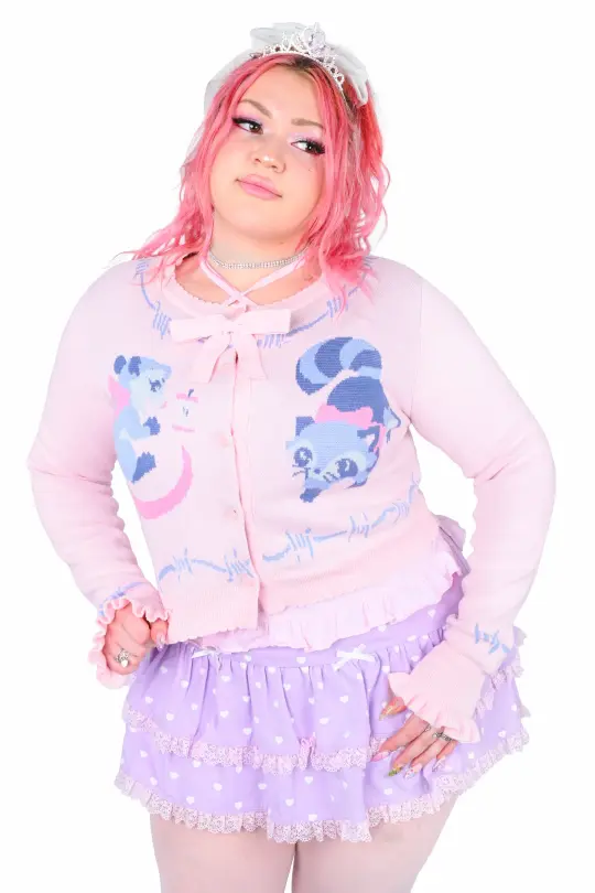 Trash Parade Cropped Cardigan - Pink