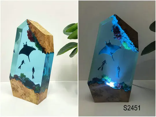 wood resin lamp