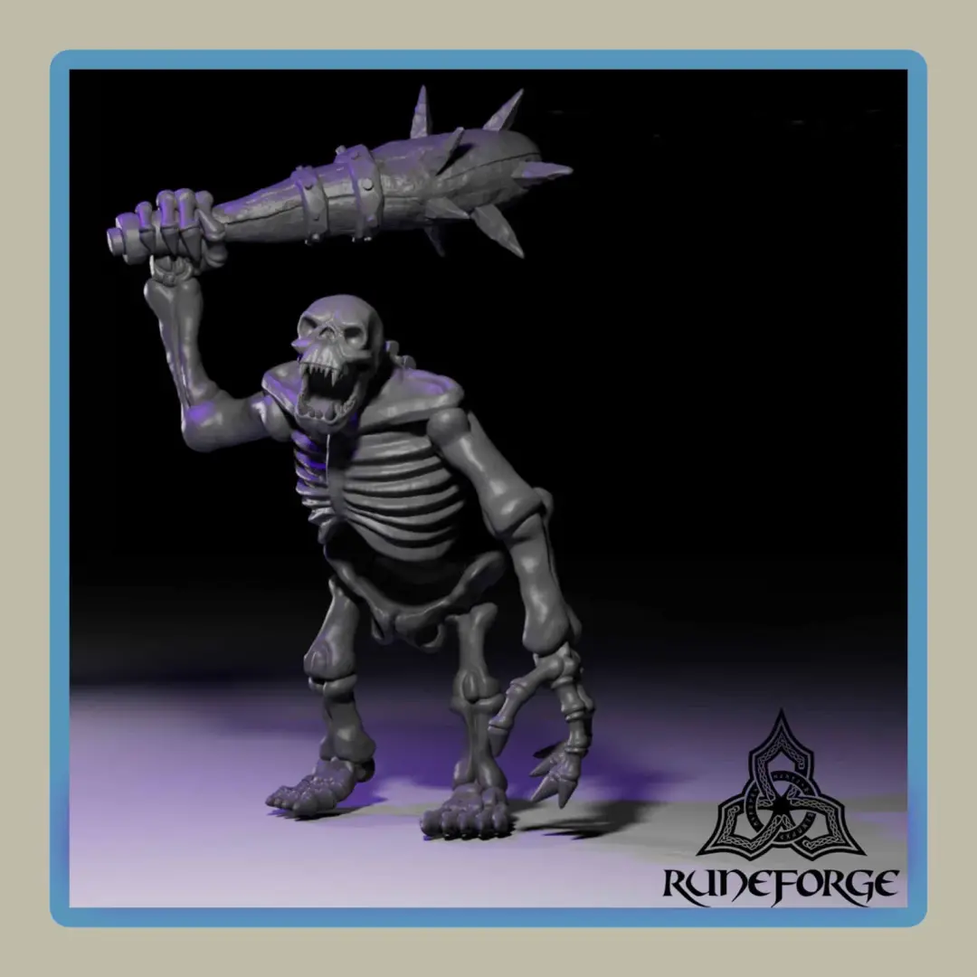 render of 28mm miniature undead skeleton ogre