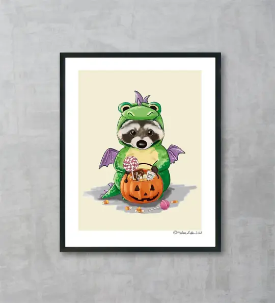 Raccoon Halloween Fine Art Print