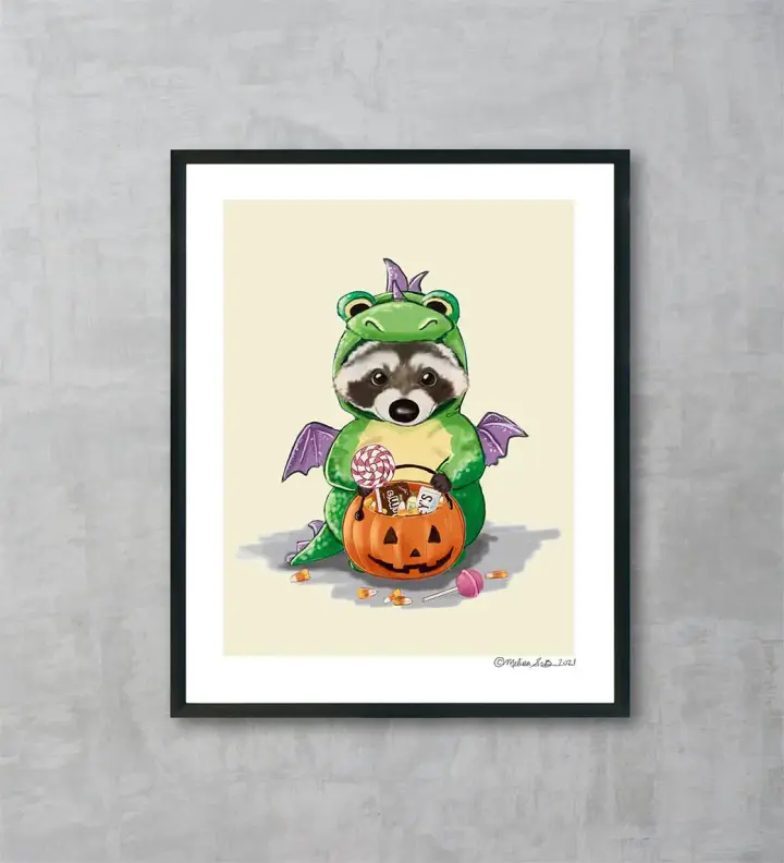 Raccoon Halloween Fine Art Print