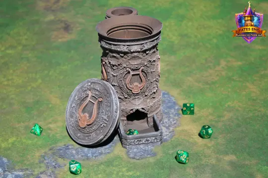Bard 3D Printed RPG Dice Tower & Can Holder Combo: Fate's End Collection