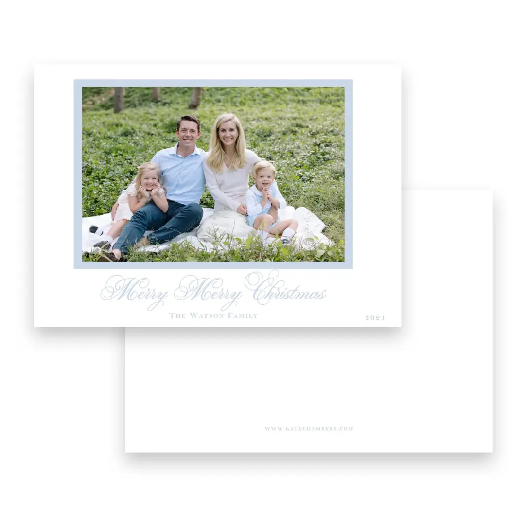 Blue Merry Merry Christmas Holiday Card